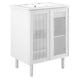 Modway Calla 24 Inch Single Combo White, Compact Small Space Cabinet with Storage and Perforated Metal Doors, Modern Freestanding Bathroom Sink Vanity Set