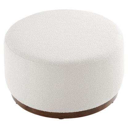 Tilden Large 29" Round Boucle Upholstered Ottoman  - No Shipping Charges