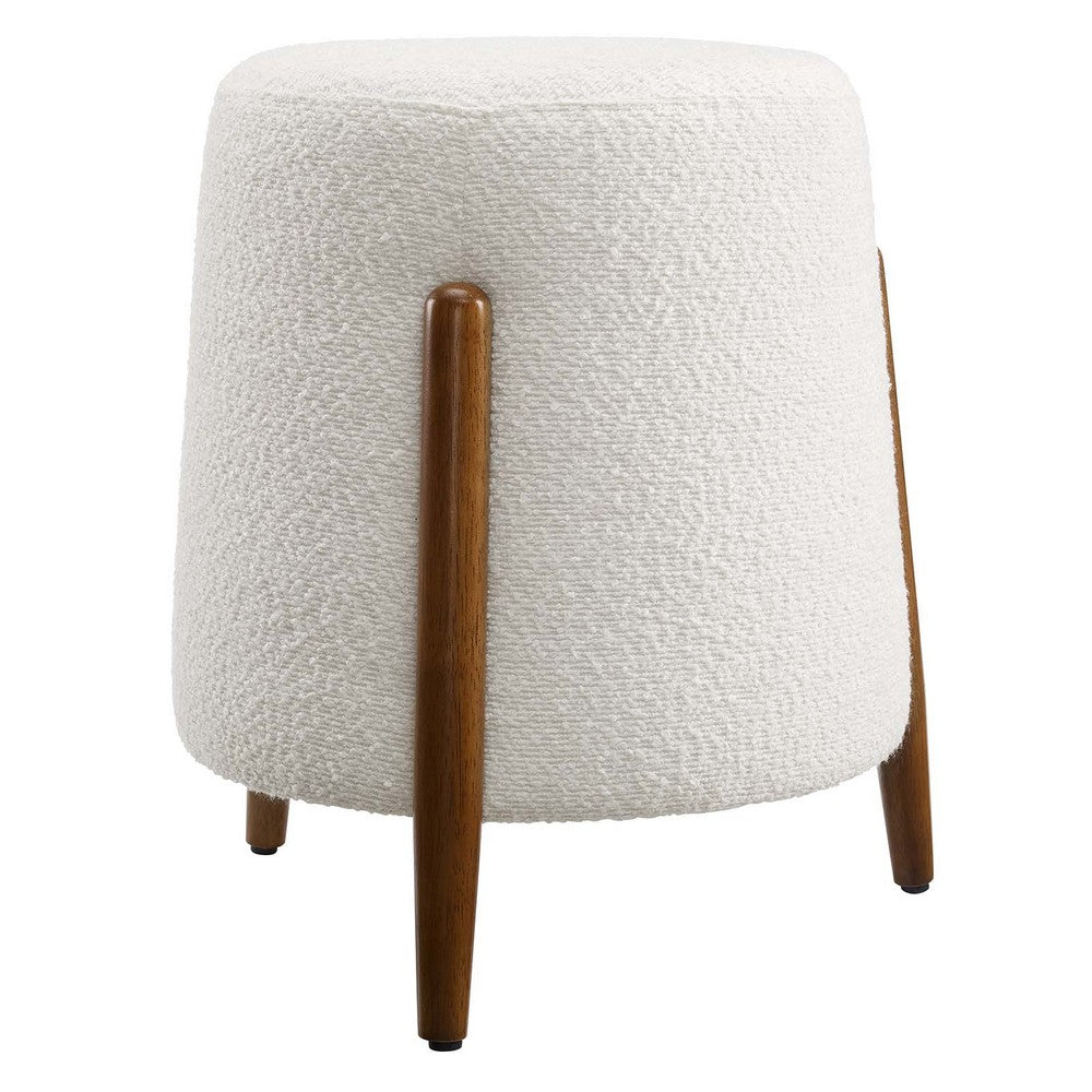 Riven Upholstered Boucle Fabric Ottoman  - No Shipping Charges