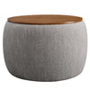 Modway Perla 26 Inch Round Storage Ottoman with Tray Lid in Heathered Weave Wheat -Heathered Fabric Ottoman - Versatile Footrest - Woven Coffee Table - Side Table - for Living Room