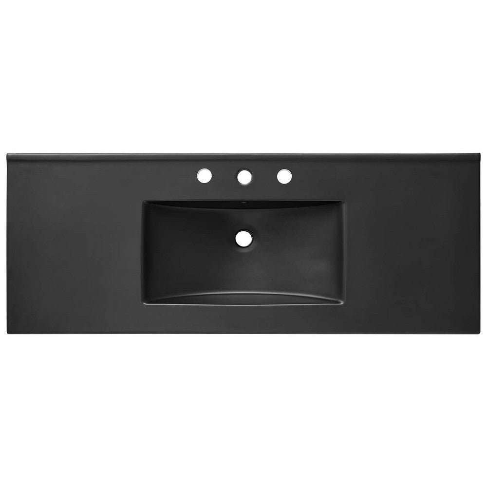 Modway Chaucer 48 Bathroom Vanity in Oak Black with Ceramic Sink Basin 48 Inches Single MDY-EEI-6700-OAK-BLK