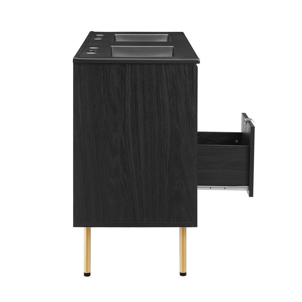 Modway Chaucer 48 Bathroom Vanity Black with Dual Ceramic Sink Basin 48 Inches Double MDY-EEI-6702-BLK-BLK