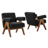 Modway Lyra Living Room Modern Accent Lounge Chair with Boucle Fabric in Black-Set of 2