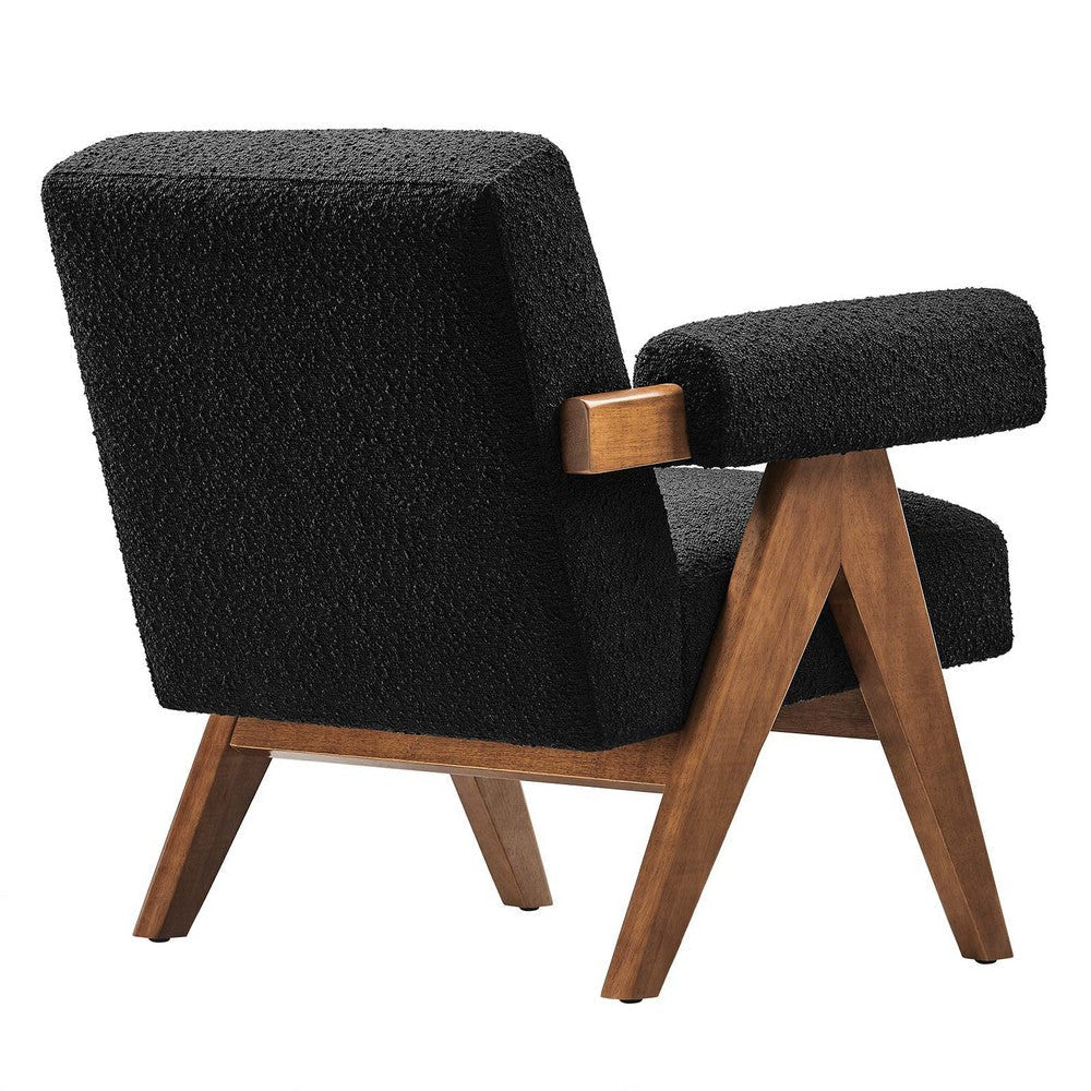 Modway Lyra Living Room Modern Accent Lounge Chair with Boucle Fabric in Black-Set of 2 MDY-EEI-6703-BLK