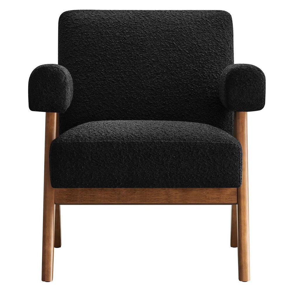 Modway Lyra Living Room Modern Accent Lounge Chair with Boucle Fabric in Black-Set of 2 MDY-EEI-6703-BLK