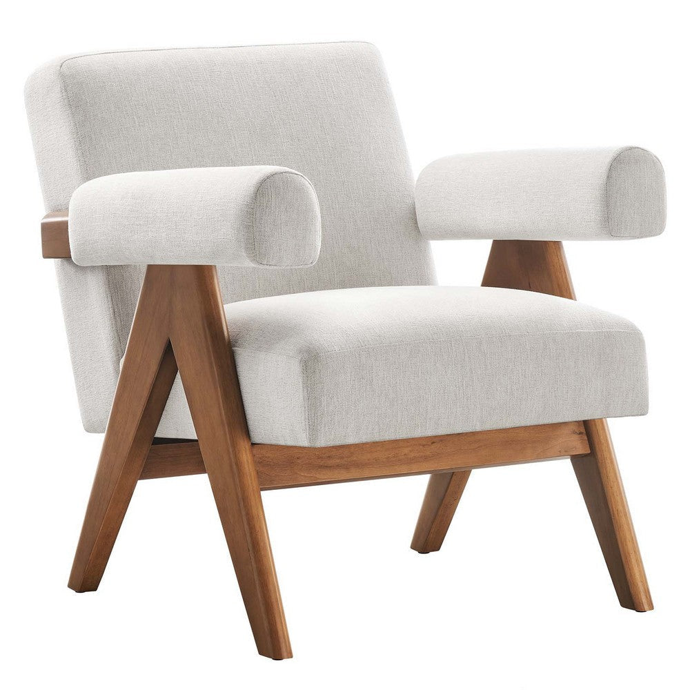 Modway Lyra Living Room Modern Accent Lounge Chair with Heathered Ivory Fabric-Set of 2 MDY-EEI-6704-HEI