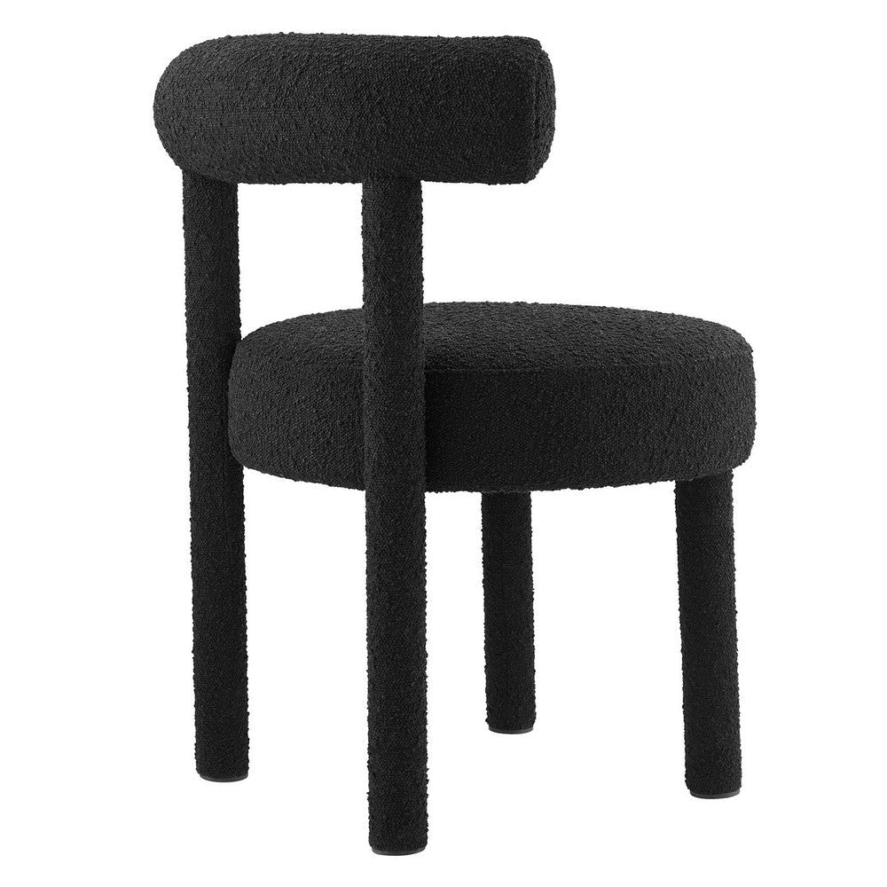 Modway Toulouse Boucle Fabric Upholstered Accent Dining Chair in Black-Set of 2 MDY-EEI-6705-BLK