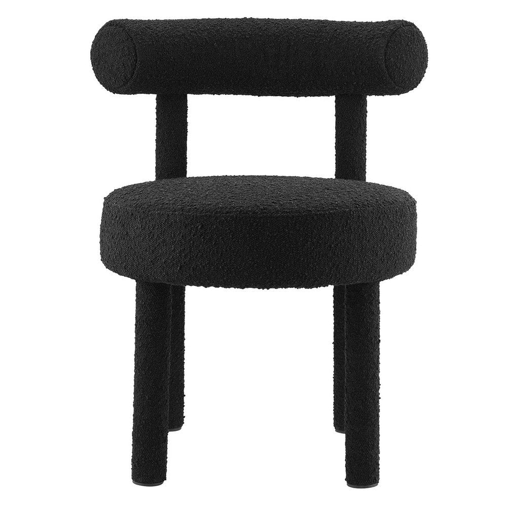 Modway Toulouse Boucle Fabric Upholstered Accent Dining Chair in Black-Set of 2 MDY-EEI-6705-BLK