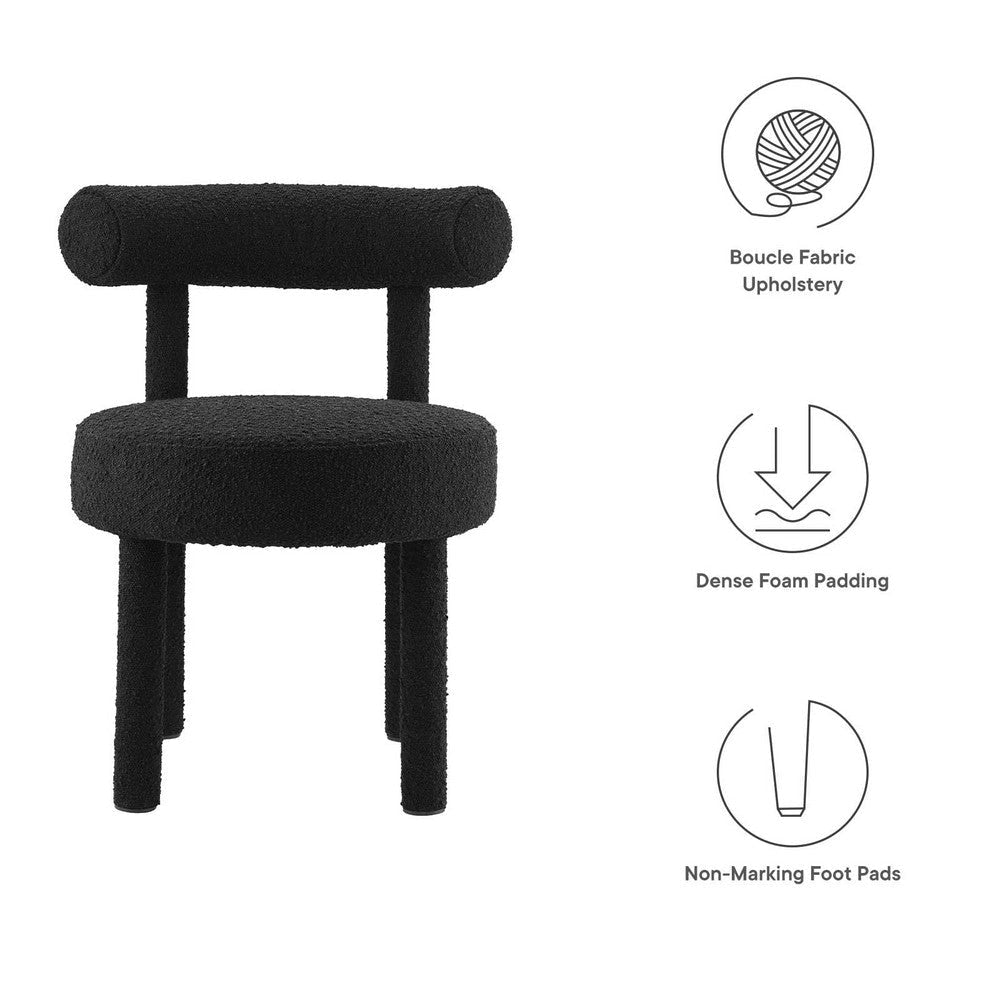 Modway Toulouse Boucle Fabric Upholstered Accent Dining Chair in Black-Set of 2 MDY-EEI-6705-BLK