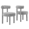 Modway Toulouse Boucle Fabric Upholstered Accent Dining Chair in Light Gray-Set of 2