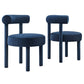 Modway Toulouse Performance Velvet Upholstered Accent Dining Chair in Midnight Blue with Stain-Resistant Upholstery-Set of 2