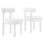 Modway Toulouse Performance Velvet Upholstered Accent Dining Chair in White with Stain-Resistant Upholstery-Set of 2