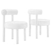 Modway Toulouse Performance Velvet Upholstered Accent Dining Chair in White with Stain-Resistant Upholstery-Set of 2