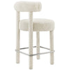 Modway EEI-6707-IVO-SLV Toulouse Boucle Fabric Counter Stool - Set of 2 Ivory Silver MDY-EEI-6707-IVO-SLV
