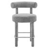 Modway EEI-6707-LGR-SLV Toulouse Boucle Fabric Counter Stool - Set of 2 Light Gray Silver MDY-EEI-6707-LGR-SLV