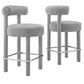 Modway EEI-6707-LGR-SLV Toulouse Boucle Fabric Counter Stool - Set of 2, Light Gray Silver