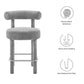 Modway EEI-6707-LGR-SLV Toulouse Boucle Fabric Counter Stool - Set of 2 Light Gray Silver MDY-EEI-6707-LGR-SLV