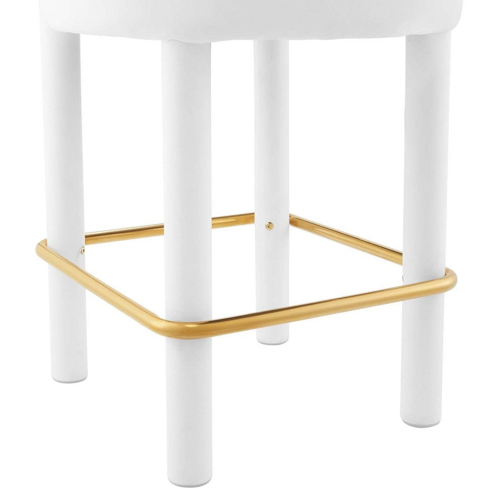 Modway EEI-6708-WHI-GLD Toulouse Performance Velvet Counter Stool - Set of 2 White Gold MDY-EEI-6708-WHI-GLD