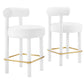 Modway EEI-6708-WHI-GLD Toulouse Performance Velvet Counter Stool - Set of 2, White Gold