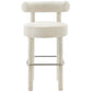 Modway EEI-6709-IVO-SLV Toulouse Boucle Fabric Bar Stool - Set of 2 Ivory Silver MDY-EEI-6709-IVO-SLV