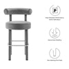 Modway Toulouse Performance Velvet Upholstered Bar Stool in Gray Silver with Stain-Resistant Upholstery-Set of 2 19.5 MDY-EEI-6710-GRY-SLV