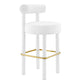 Modway Toulouse Performance Velvet Upholstered Bar Stool in White Gold with Stain-Resistant Upholstery-Set of 2 19.5 MDY-EEI-6710-WHI-GLD