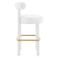 Modway Toulouse Performance Velvet Upholstered Bar Stool in White Gold with Stain-Resistant Upholstery-Set of 2 19.5 MDY-EEI-6710-WHI-GLD