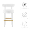 Modway Toulouse Performance Velvet Upholstered Bar Stool in White Gold with Stain-Resistant Upholstery-Set of 2 19.5 MDY-EEI-6710-WHI-GLD