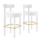 Modway Toulouse Performance Velvet Upholstered Bar Stool in White Gold with Stain-Resistant Upholstery-Set of 2, 19.5