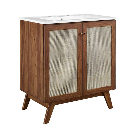 Modway Soma Bathroom Vanity, 30 Inch Single, Walnut White