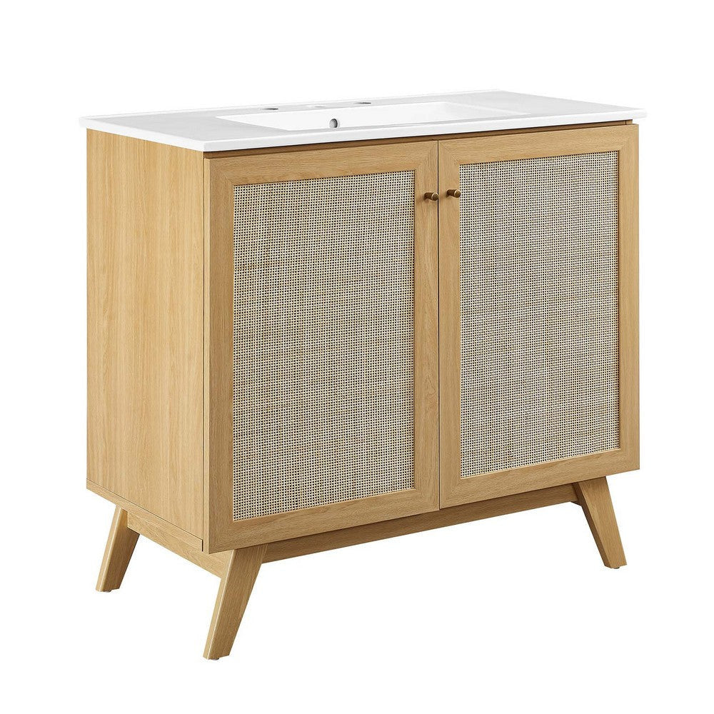 Modway Soma Bathroom Vanity, 36 Inch Single, Walnut White