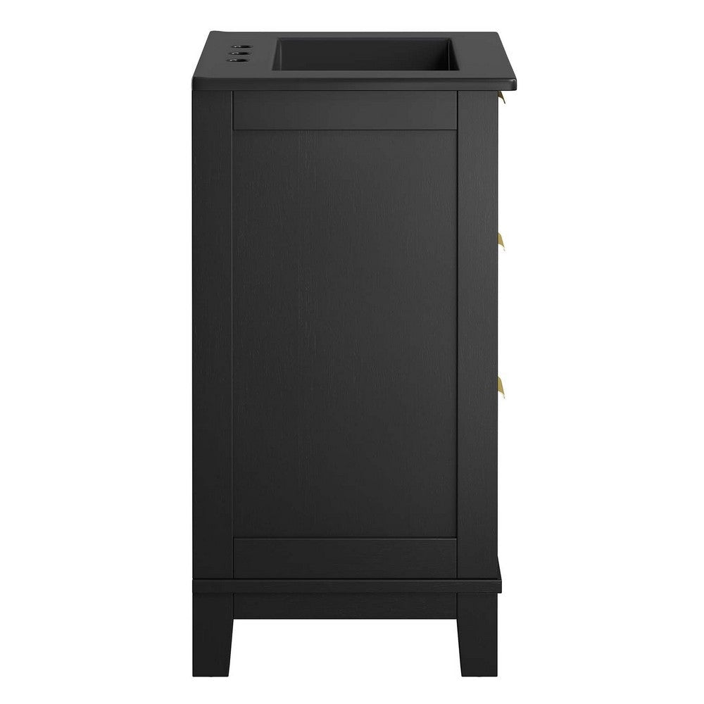 Modway EEI-6724-BLK-BLK Dixie 24” Solid Wood Bathroom Vanity Cabinet Black Black MDY-EEI-6724-BLK-BLK