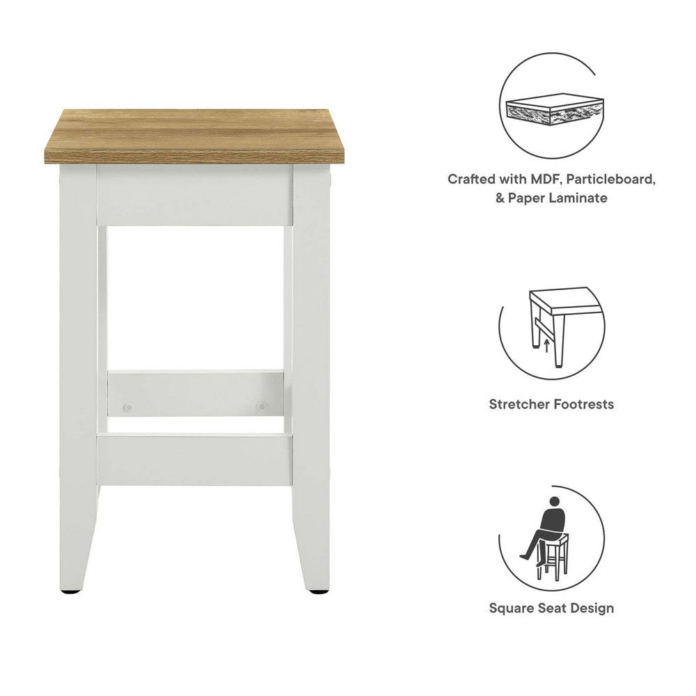 Modway Sunbrook 22’’ Kitchen Counter Stool in Oak White - Farmhouse Barstool for Kitchen Island or Breakfast Bar MDY-EEI-6729-OAK-WHI