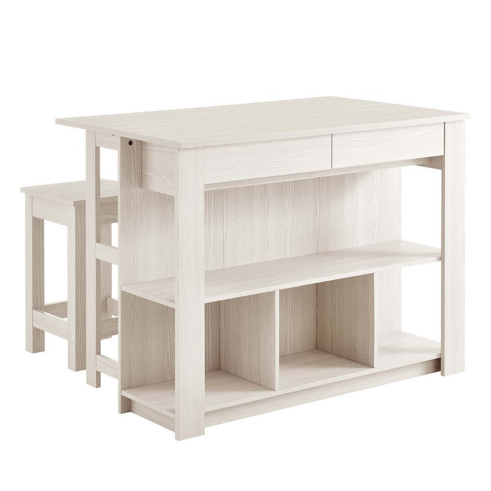 Meadowbrook 3-Piece Kitchen Island and Stool Set - No Shipping Charges MDY-EEI-6731-WMA