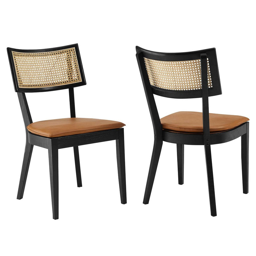 Caledonia Vegan Leather Upholstered Wood Dining Chairs - Set of 2  - No Shipping Charges