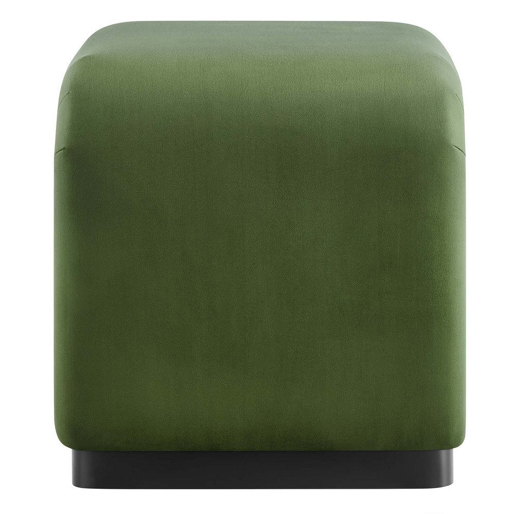 Modway Koda 24’’ Performance Velvet Upholstered Waterfall Stool or Side Table in Black Moss Green 24 Inches MDY-EEI-6733-BLK-MOS