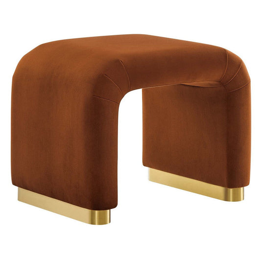 Modway Koda 24" Performance Velvet Upholstered Waterfall Stool or Side Table in Brass Rust, 24 Inches