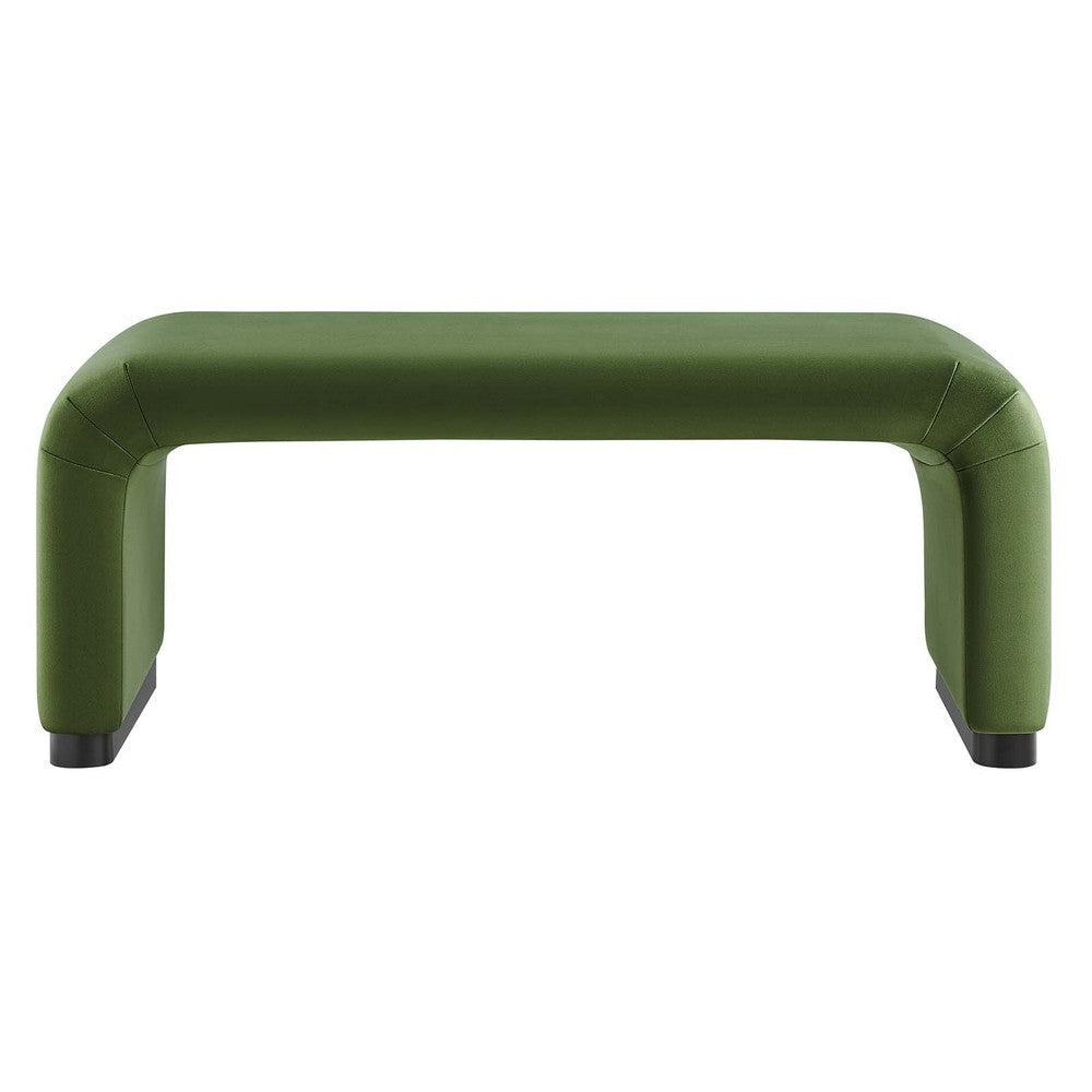 Modway EEI-6735-BLK-MOS Koda Performance Velvet Waterfall Ottoman Black Moss Green MDY-EEI-6735-BLK-MOS