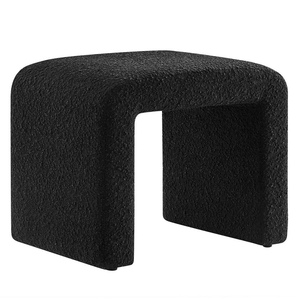 Modway Simba 24" Boucle Fabric Upholstered Waterfall Stool or Side Table in Black, 24 Inches