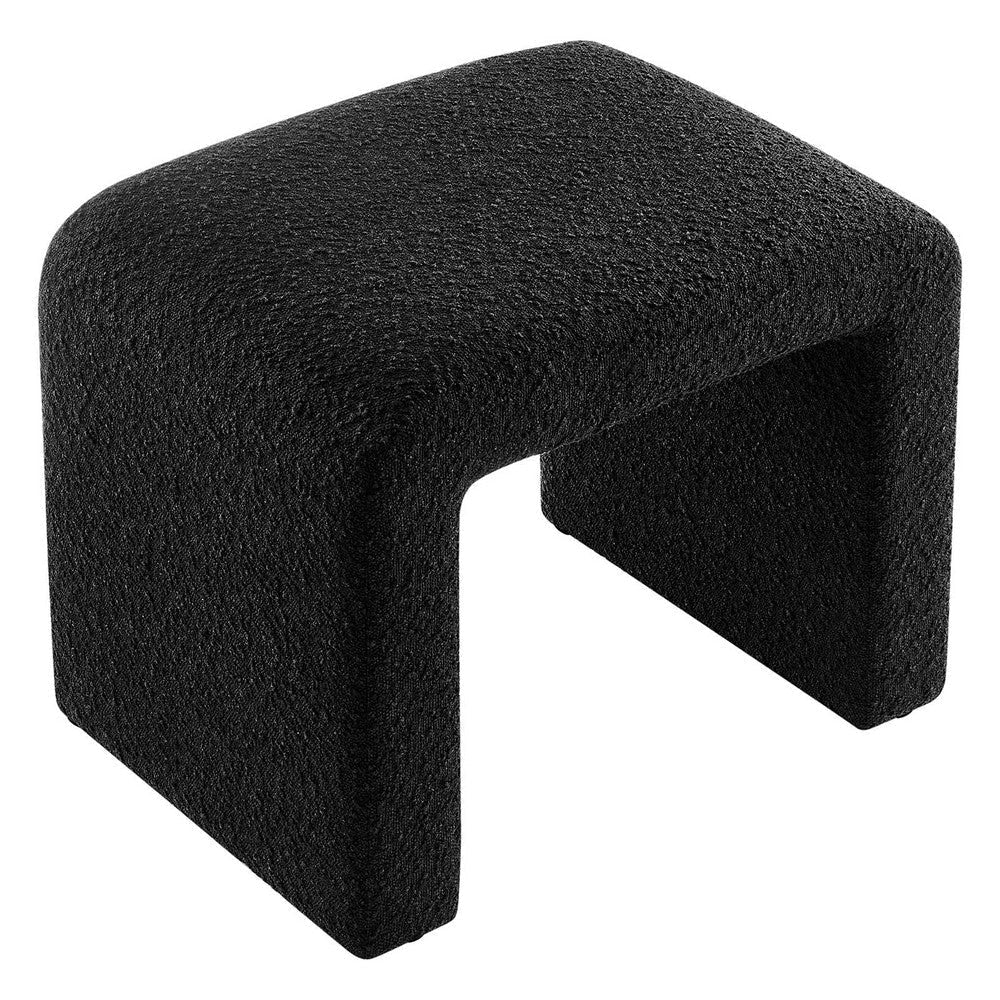 Modway Simba 24’’ Boucle Fabric Upholstered Waterfall Stool or Side Table in Black 24 Inches MDY-EEI-6737-BLK