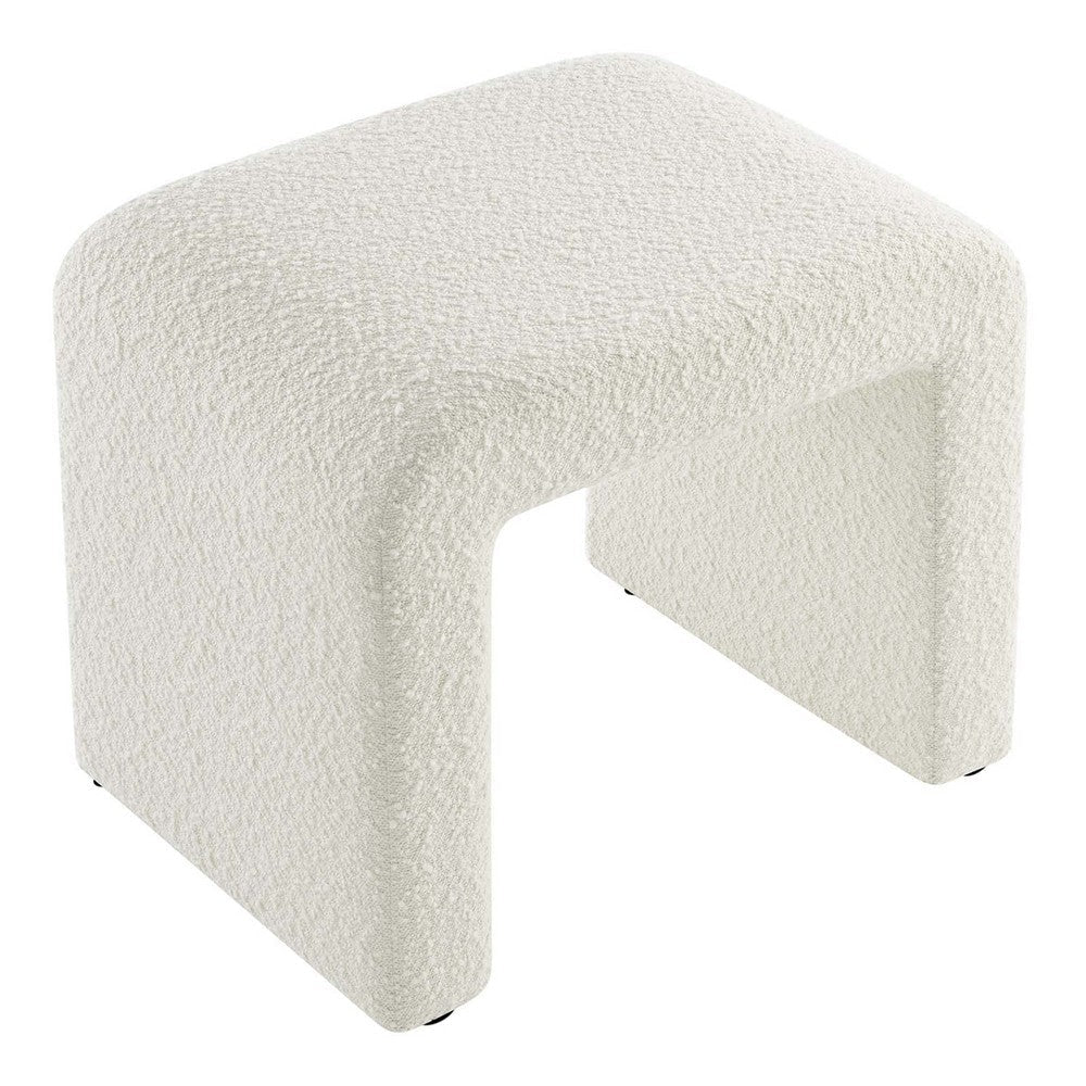 Modway Simba 24’’ Boucle Fabric Upholstered Waterfall Stool or Side Table in Ivory 24 Inches MDY-EEI-6737-IVO