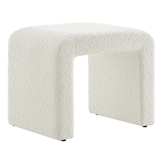 Modway Simba 24" Boucle Fabric Upholstered Waterfall Stool or Side Table in Ivory, 24 Inches