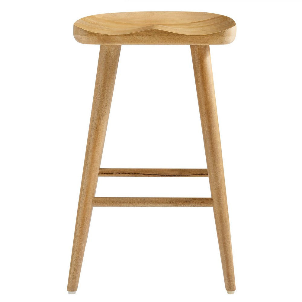 Modway EEI-6739-OAK Saville Backless Wood Counter Stools - Set of 2 Oak