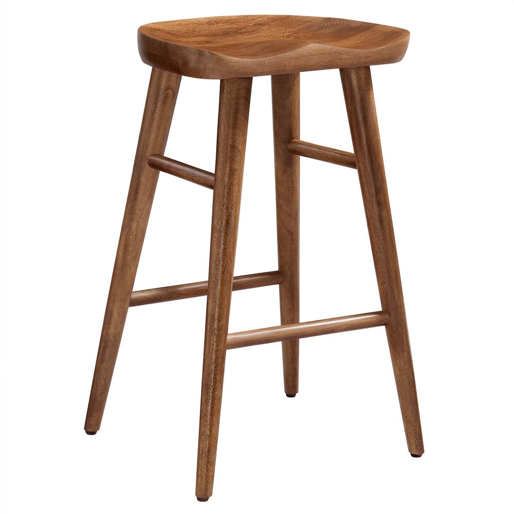 Modway EEI-6739-WAL Saville Backless Wood Counter Stools - Set of 2 Walnut