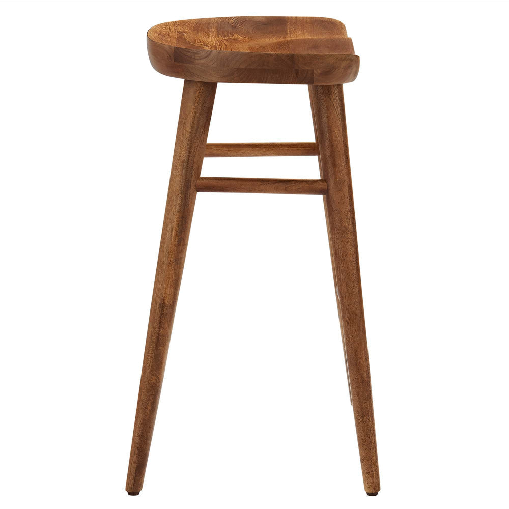 Modway EEI-6739-WAL Saville Backless Wood Counter Stools - Set of 2 Walnut