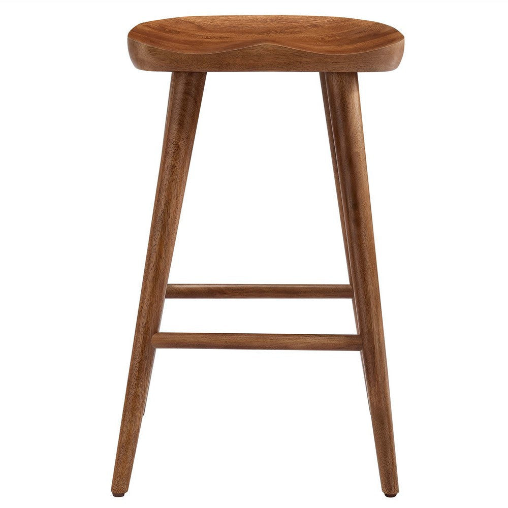 Modway EEI-6739-WAL Saville Backless Wood Counter Stools - Set of 2 Walnut