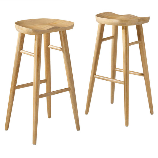 Modway EEI-6740-OAK Saville Backless Wood Bar Stools - Set of 2, Oak