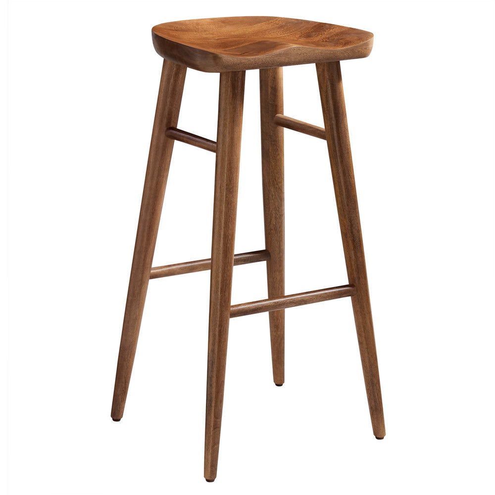 Modway EEI-6740-WAL Saville Backless Wood Bar Stools - Set of 2 Walnut