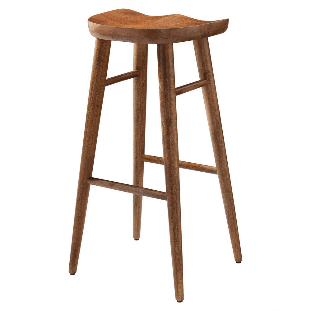 Modway EEI-6740-WAL Saville Backless Wood Bar Stools - Set of 2 Walnut