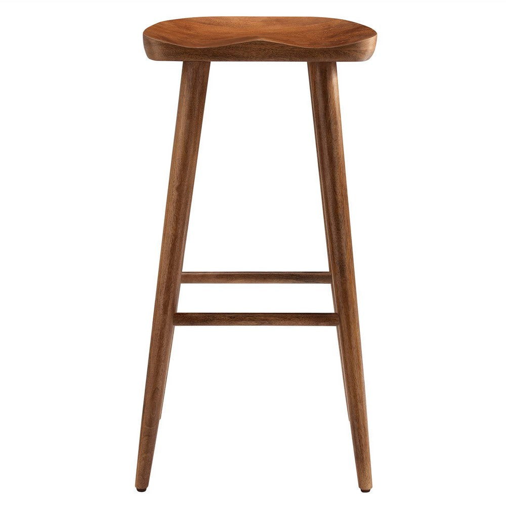 Modway EEI-6740-WAL Saville Backless Wood Bar Stools - Set of 2 Walnut